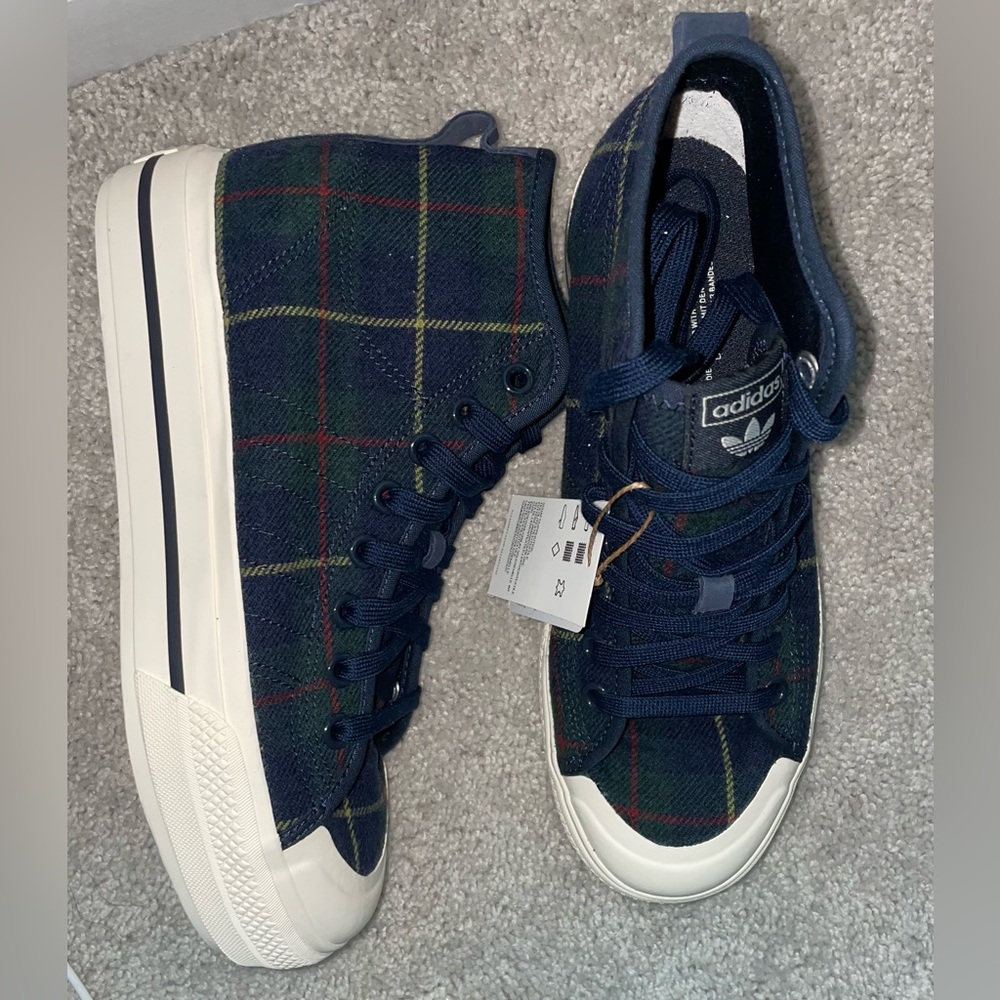 NEW-Adidas Nizza RF plaid platform mid sneaker-women’s size 9